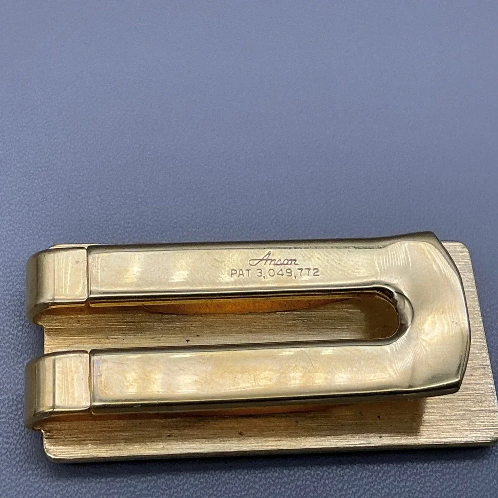 Anson Golf Money Clip Vintage Gold Tone Golf Clubs Hole 18 Men's Accessory